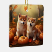 Shiba Inu Puppy Herfst Delight Pompoen Keramisch Ornament (Rechts)