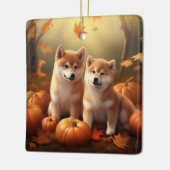 Shiba Inu Puppy Herfst Delight Pompoen Keramisch Ornament (Links)
