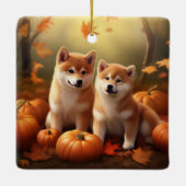 Shiba Inu Puppy Herfst Delight Pompoen Keramisch Ornament (Achterkant)