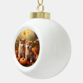 Shiba Inu Puppy Herfst Delight Pompoen Keramische Bal Ornament (Rechts)