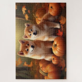 Shiba Inu Puppy Herfst Delight Pompoen Legpuzzel (Verticaal)