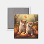 Shiba Inu Puppy Herfst Delight Pompoen Magneet (Voorkant / Achterkant)