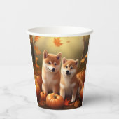 Shiba Inu Puppy Herfst Delight Pompoen Papieren Bekers (Achterkant)