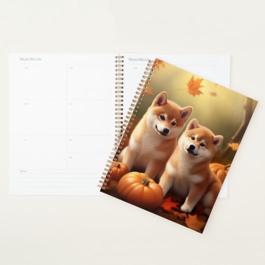 Shiba Inu Puppy Herfst Delight Pompoen Planner (Display)