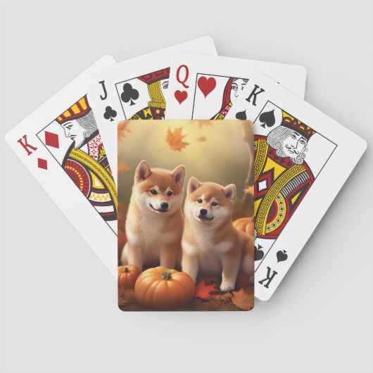Shiba Inu Puppy Herfst Delight Pompoen Pokerkaarten (Achterkant)