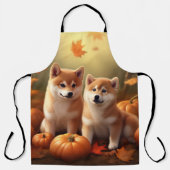 Shiba Inu Puppy Herfst Delight Pompoen Schort (Voorkant)