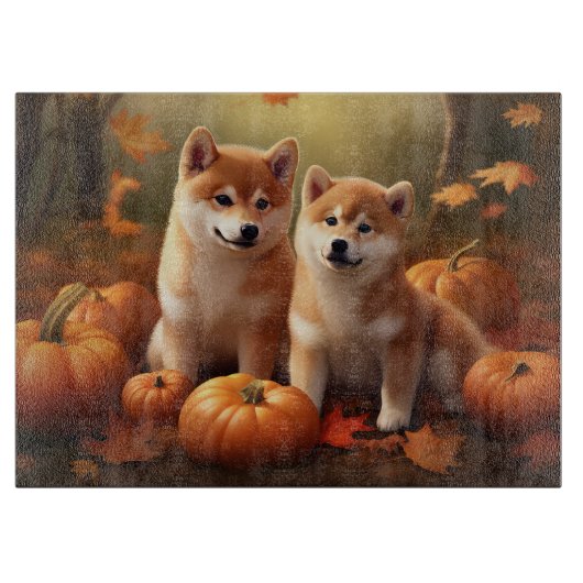 Shiba Inu Puppy Herfst Delight Pompoen Snijplank (Voorkant)