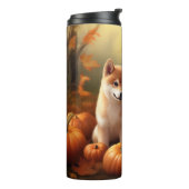 Shiba Inu Puppy Herfst Delight Pompoen Thermosbeker (Gedraaid links)