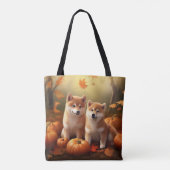 Shiba Inu Puppy Herfst Delight Pompoen Tote Bag (Achterkant)