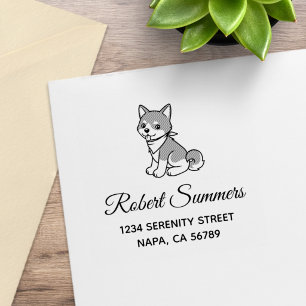 Shiba Inu Puppy Hondenadres Rubberstempel