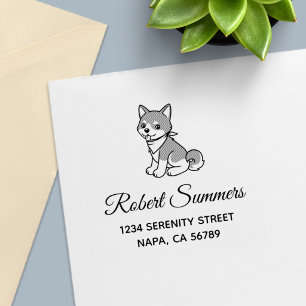 Shiba Inu Puppy Hondenadres Zelfinktende Stempel
