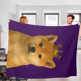 Shiba Inu Puppy in Gold Crown Schattige Fleece Deken