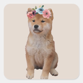 Shiba Inu Puppy Vierkante Sticker