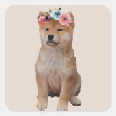 Shiba Inu Puppy Vierkante Sticker (Voorkant)