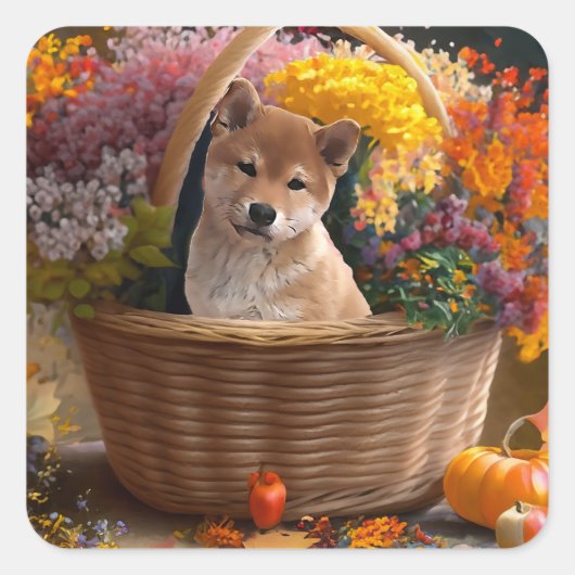 Shiba Inu Puppy Vierkante Sticker (Voorkant)
