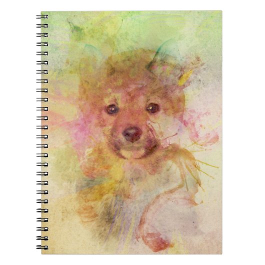 Shiba Inu Puppy Waterverf notebook Notitieboek (Voorkant)