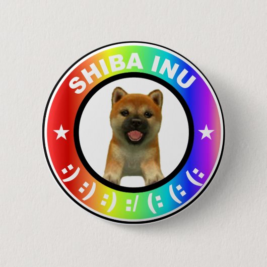 Shiba Inu Rainbow Super Cute Ronde Button 5,7 Cm (Voorkant)
