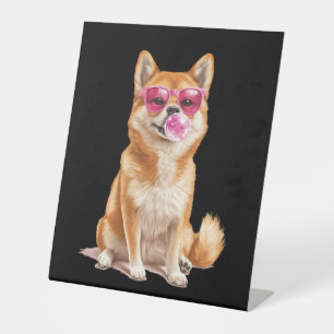 Shiba Inu Reclamebord Met Voetstuk