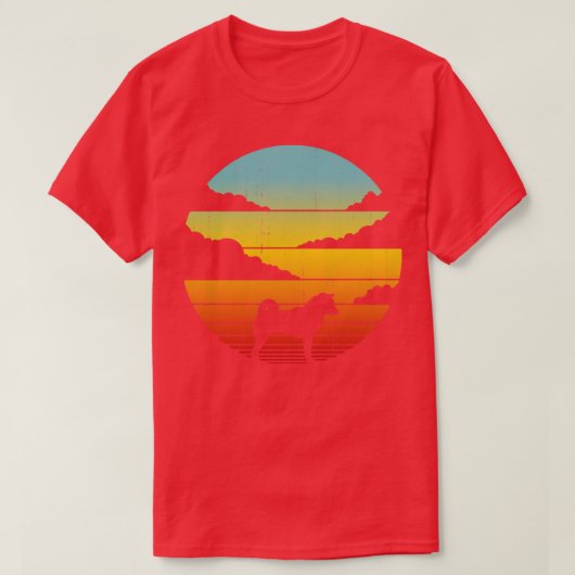 Shiba Inu Retro  Sunset 60s 70s voor mannen vrouwe T-shirt (Design voorkant)