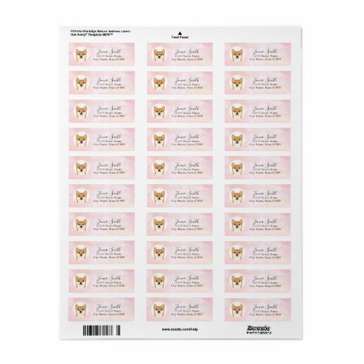Shiba Inu Return Address Labels (Full Sheet)