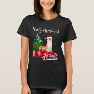 Shiba Inu Riding Red Truck Merry Christmas Dog Lov T-shirt