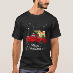 Shiba Inu Riding Red Truck Merry Xmas Tree Lov T-shirt