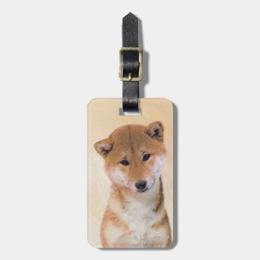 Shiba Inu (rood) schilderen - Oorspronkelijke hond Bagagelabel (Voorkant verticaal)
