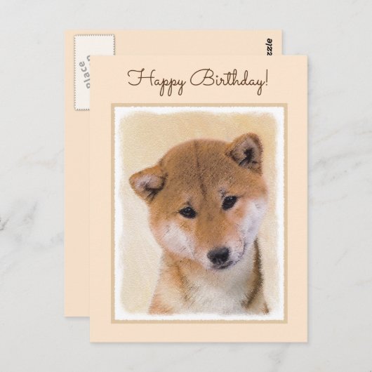 Shiba Inu (rood) schilderen - Oorspronkelijke hond Briefkaart (Voorkant / Achterkant)