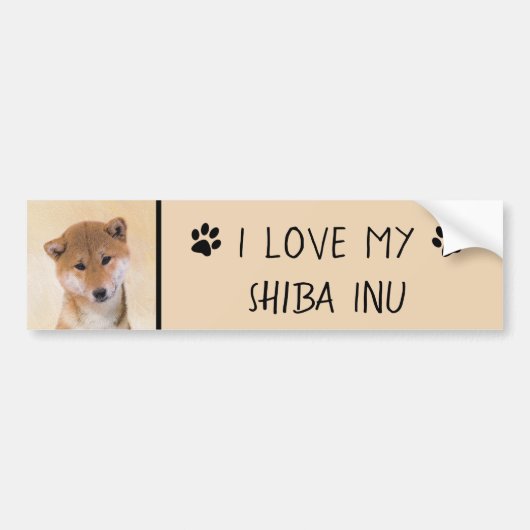 Shiba Inu (rood) schilderen - Oorspronkelijke hond Bumpersticker (Voorkant)