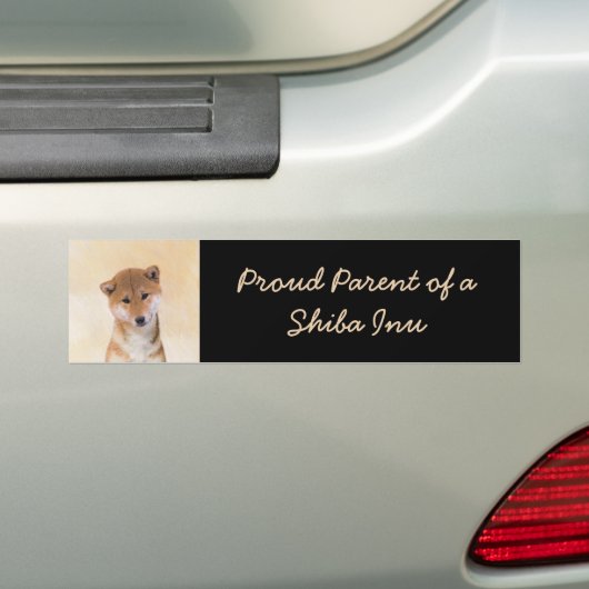 Shiba Inu (rood) schilderen - Oorspronkelijke hond Bumpersticker (Op auto)