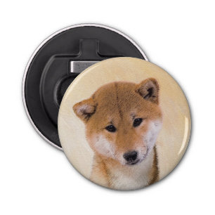 Shiba Inu (rood) schilderen - Oorspronkelijke hond Button Flesopener