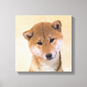 Shiba Inu (rood) schilderen - Oorspronkelijke hond Canvas Afdruk
