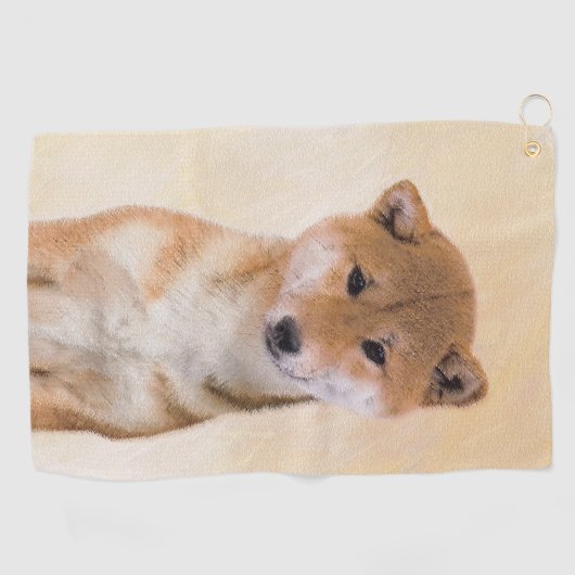 Shiba Inu (rood) schilderen - Oorspronkelijke hond Golfhanddoek (Horizontaal)