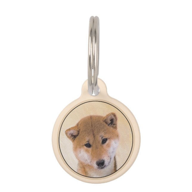 Shiba Inu (rood) schilderen - Oorspronkelijke hond Huisdierpenning (Voorkant)