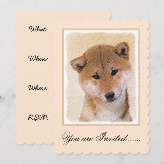 Shiba Inu (rood) schilderen - Oorspronkelijke hond Kaart (Voorkant / Achterkant)