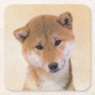 Shiba Inu (rood) schilderen - Oorspronkelijke hond Kartonnen Onderzetters