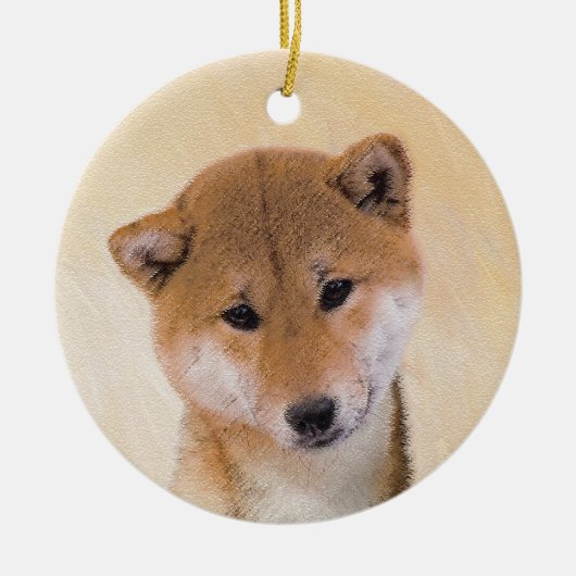 Shiba Inu (rood) schilderen - Oorspronkelijke hond Keramisch Ornament (Voorkant)