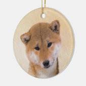 Shiba Inu (rood) schilderen - Oorspronkelijke hond Keramisch Ornament (Links)