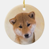 Shiba Inu (rood) schilderen - Oorspronkelijke hond Keramisch Ornament (Achterkant)