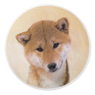 Shiba Inu (rood) schilderen - Oorspronkelijke hond Keramische Knop