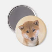 Shiba Inu (rood) schilderen - Oorspronkelijke hond Magneet (Voorkant / Achterkant)
