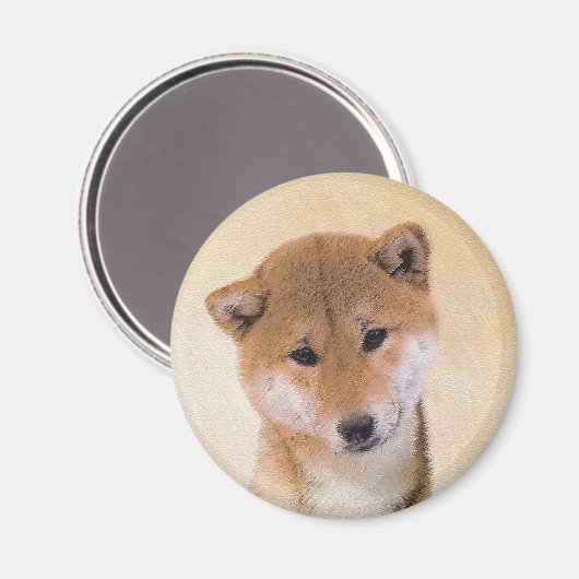 Shiba Inu (rood) schilderen - Oorspronkelijke hond Magneet (Voorkant / Achterkant)