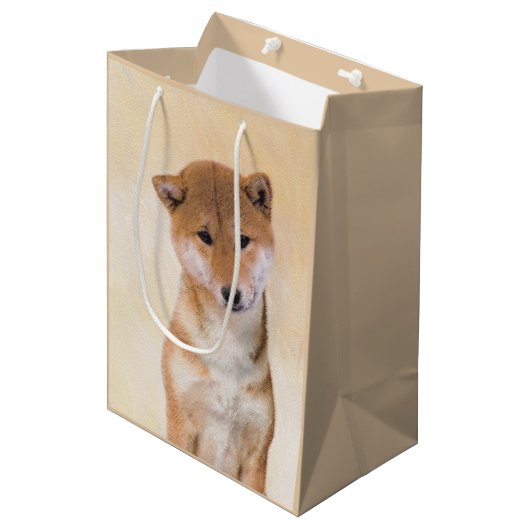 Shiba Inu (rood) schilderen - Oorspronkelijke hond Medium Cadeauzakje (Voorkant Gekanteld)