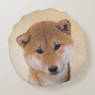 Shiba Inu (rood) schilderen - Oorspronkelijke hond Rond Kussen