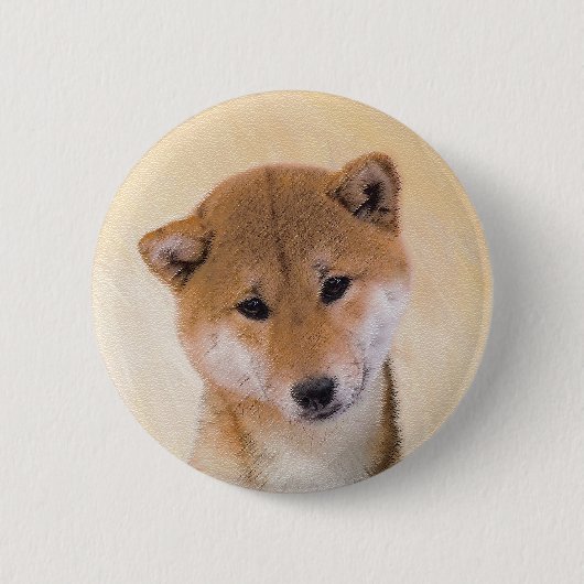 Shiba Inu (rood) schilderen - Oorspronkelijke hond Ronde Button 5,7 Cm (Voorkant)