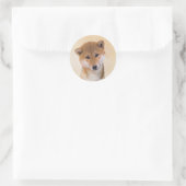 Shiba Inu (rood) schilderen - Oorspronkelijke hond Ronde Sticker (Tas)
