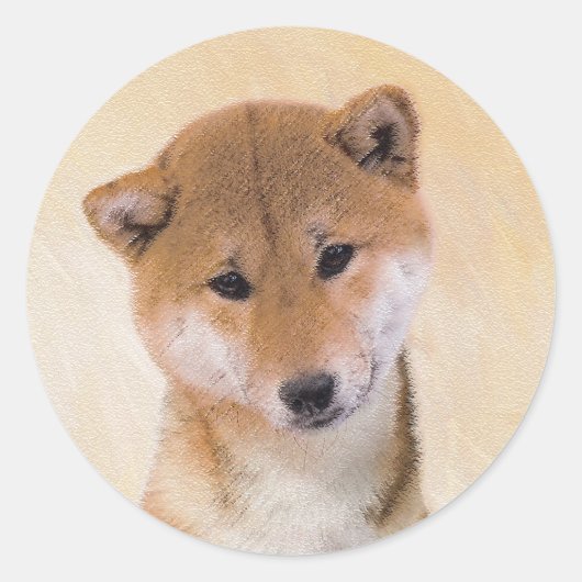 Shiba Inu (rood) schilderen - Oorspronkelijke hond Ronde Sticker (Voorkant)