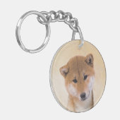 Shiba Inu (rood) schilderen - Oorspronkelijke hond Sleutelhanger (Voorkant Links)