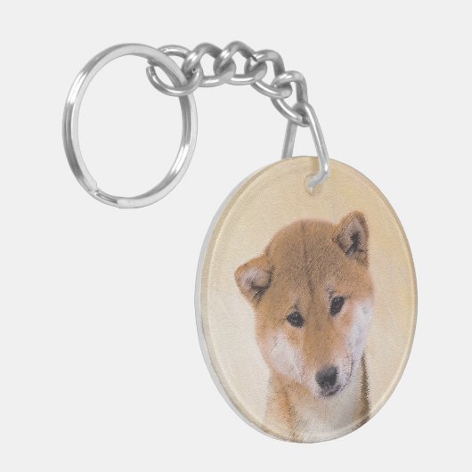 Shiba Inu (rood) schilderen - Oorspronkelijke hond Sleutelhanger (Voorkant Links)