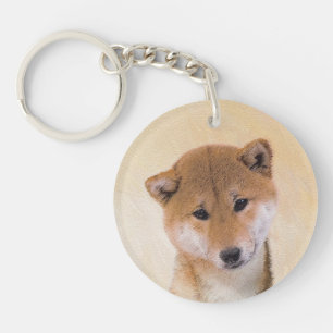Shiba Inu (rood) schilderen - Oorspronkelijke hond Sleutelhanger